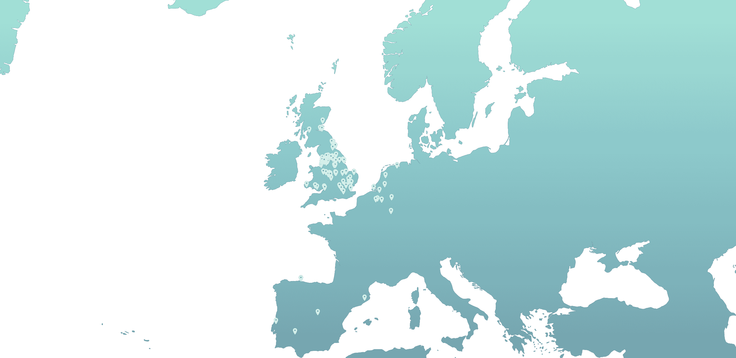 Map of Europe with ADE site locations on